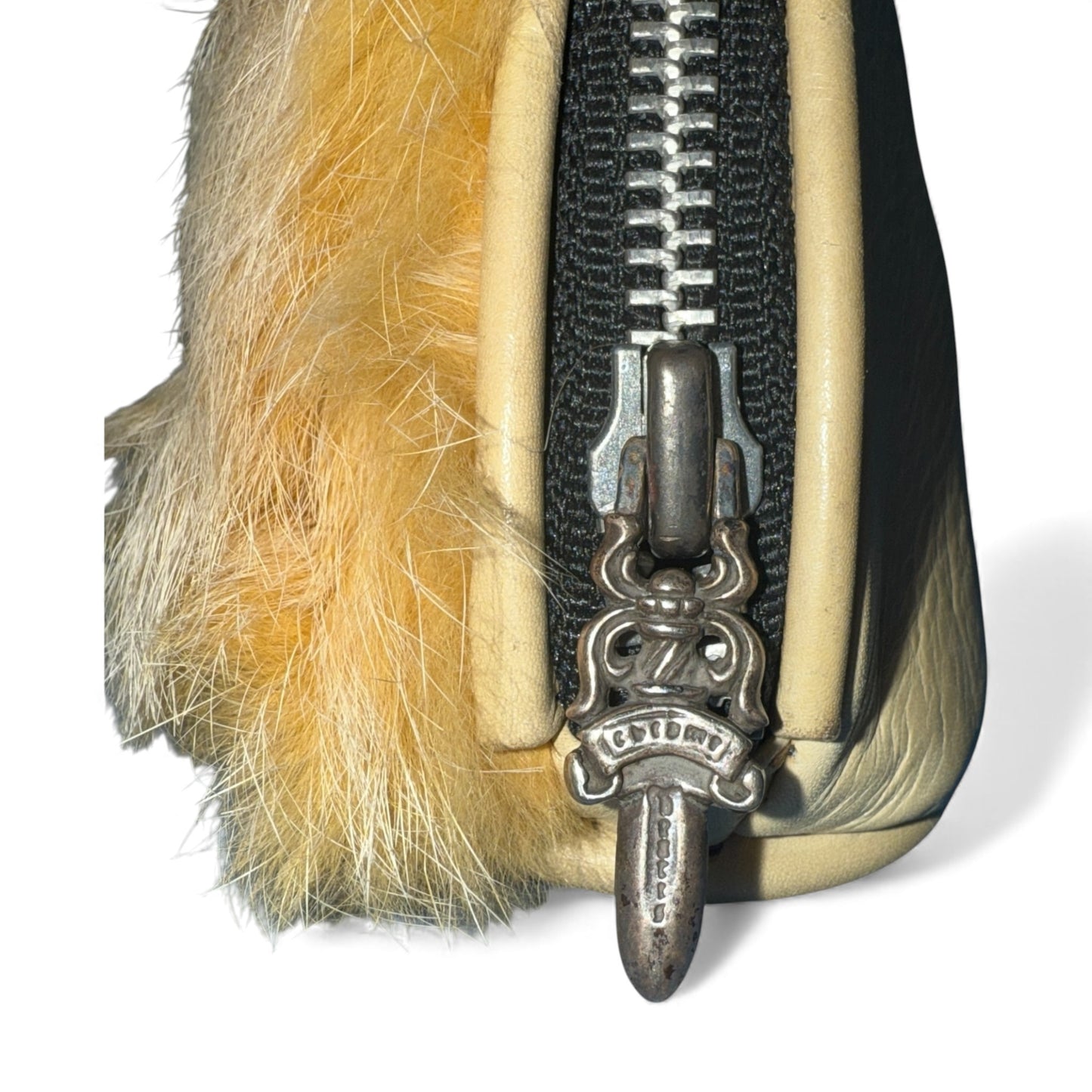 [CHROME HEARTS] Chrome Hearts Dagger Zip Leather x Fur Pouch