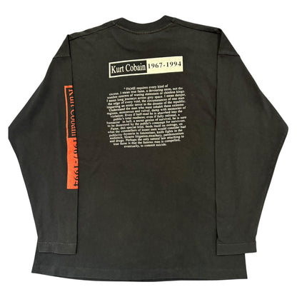 NIRVANA Kurt Cobain Long Sleeve Black T-Shirt (1967-1994) XL