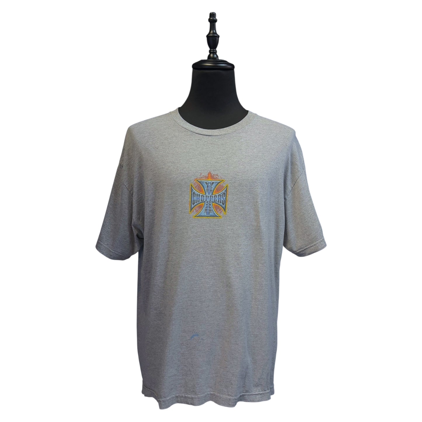 【WEST COAST CHOPPERS】ウエストコーストチョッパーズ クロス×ファイヤープリント Tシャツ  90’s  XL相当