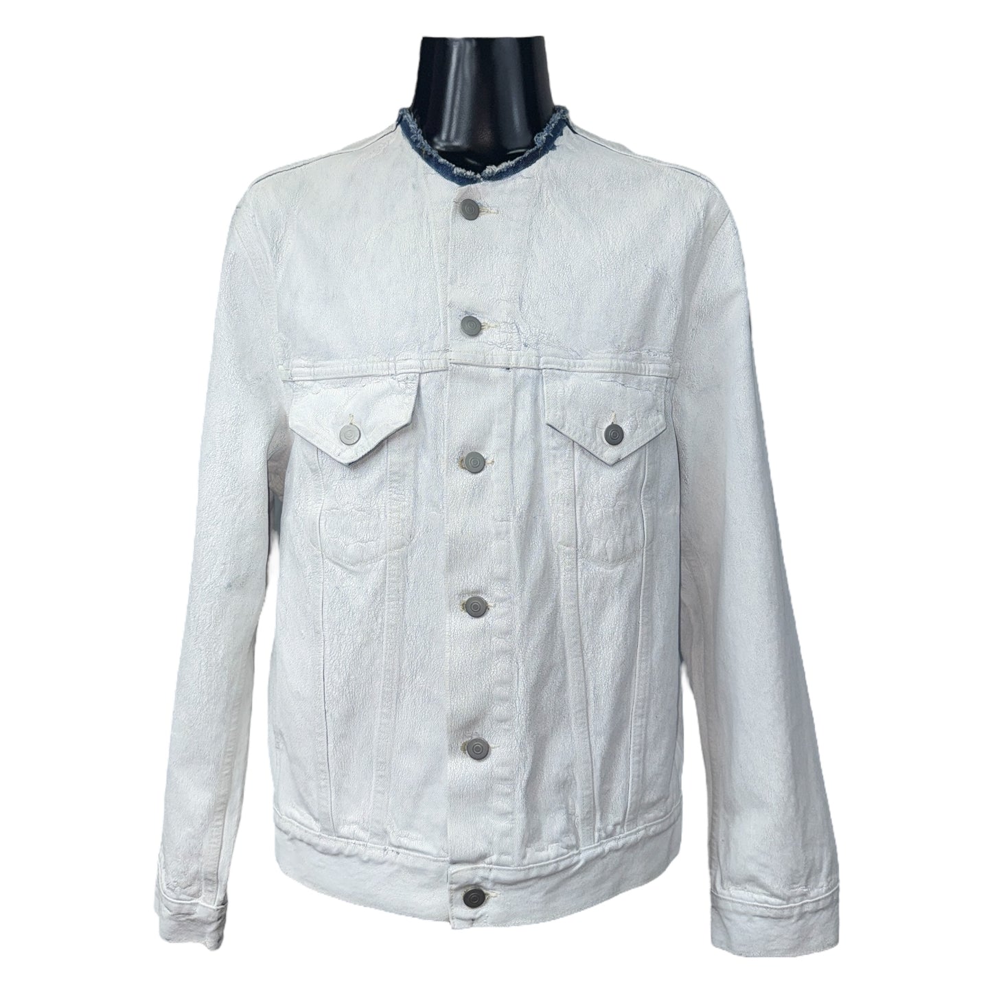 [Maison Margiela] Maison Margiela White Denim Jacket, No Collar, Size 48 (Equivalent to M)
