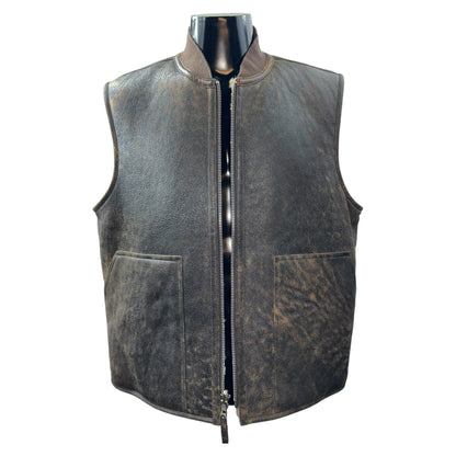 [STUSSY] Stussy Mouton Reversible Leather Vest, Size M