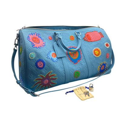 【LOUIS VUITTON】ルイヴィトン  草間彌生 / キーポル・バンドリエール 50 / トリヨン・モノグラム レザー/ FACES / ブルー / M21713 / 新品未使用