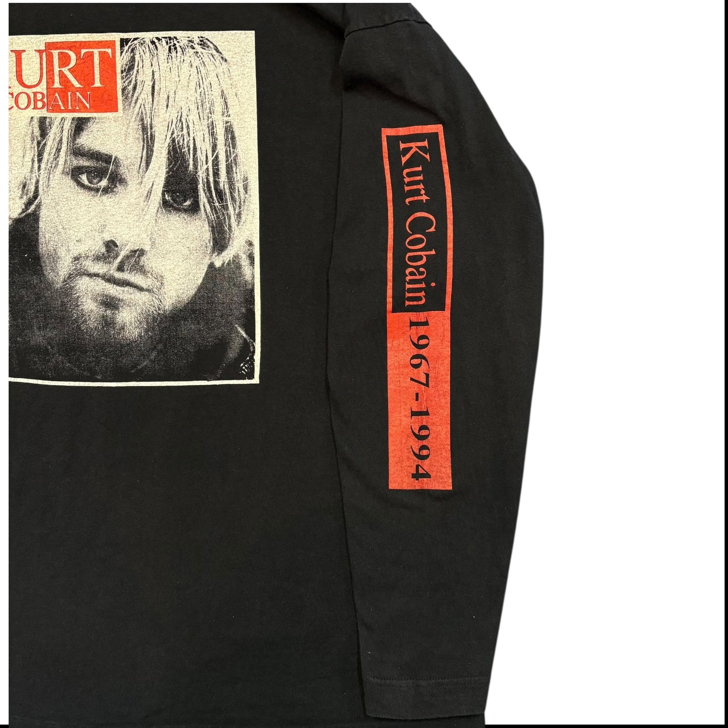 NIRVANA Kurt Cobain Long Sleeve Black T-Shirt (1967-1994) XL