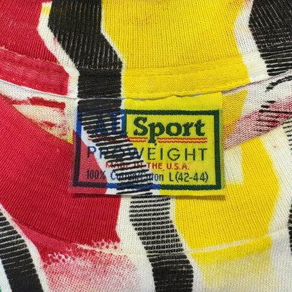 [BOB MARLEY] Bob Marley Overprint All-Over Rasta Vintage T-Shirt, Made in USA, ALLSPORT Tag, Size L