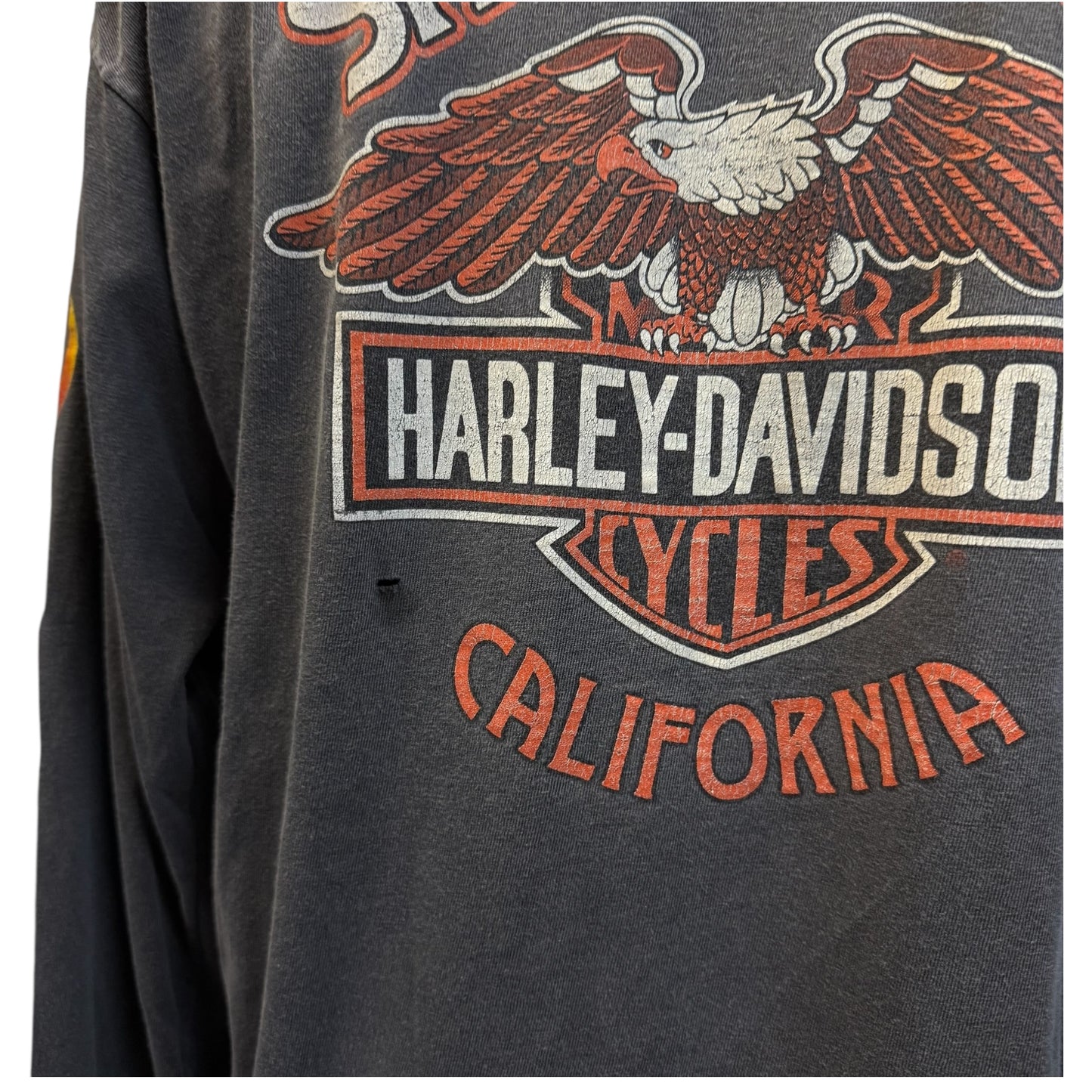 【HARLEY DAVIDSON】ハーレーダビットソン FLAME EAGLE SANTA CRUZ USA製 Tシャツ L