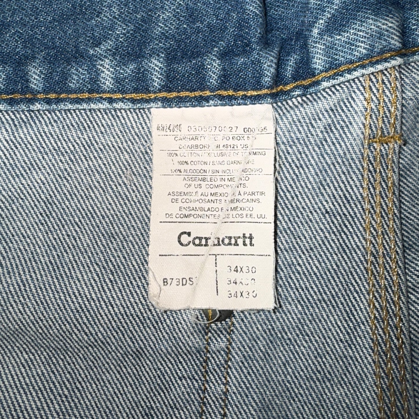 Carhartt Double Knee Double Front Logger Dungaree Denim Painter Pants, 34in.