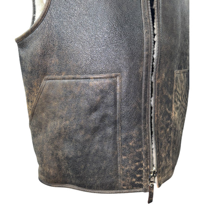[STUSSY] Stussy Mouton Reversible Leather Vest, Size M