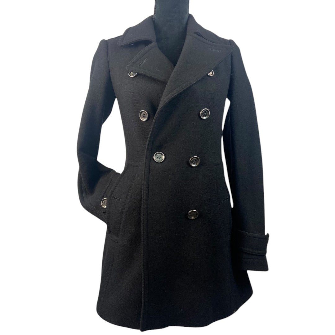 BURBERRY BRIT Pleated Pea Coat/Wool Coat/Women's/Size XS