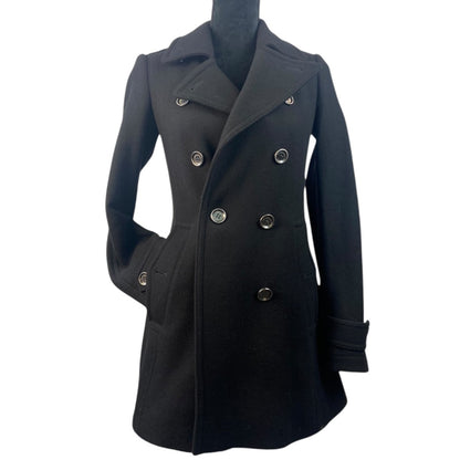 BURBERRY BRIT Pleated Pea Coat/Wool Coat/Women's/Size XS