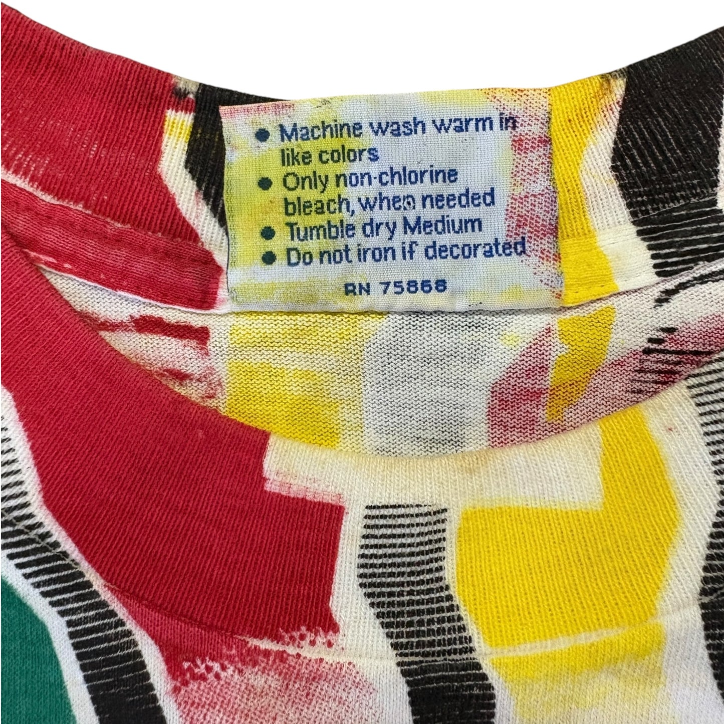 [BOB MARLEY] Bob Marley Overprint All-Over Rasta Vintage T-Shirt, Made in USA, ALLSPORT Tag, Size L