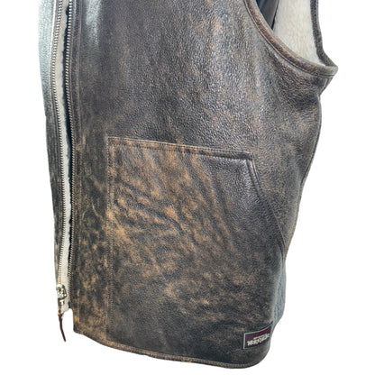 [STUSSY] Stussy Mouton Reversible Leather Vest, Size M