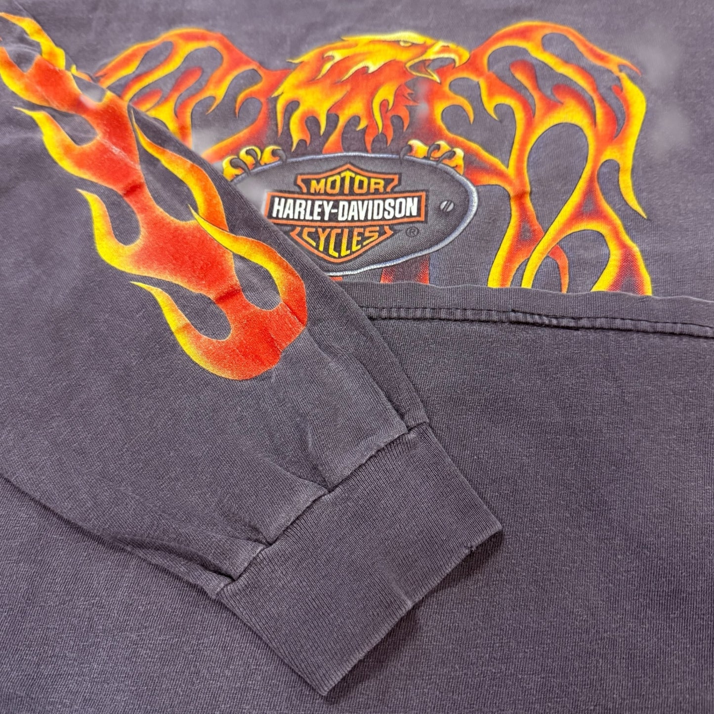 【HARLEY DAVIDSON】ハーレーダビットソン FLAME EAGLE SANTA CRUZ USA製 Tシャツ L