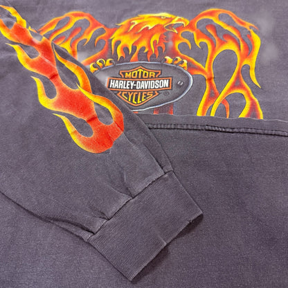 【HARLEY DAVIDSON】ハーレーダビットソン FLAME EAGLE SANTA CRUZ USA製 Tシャツ L