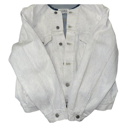 [Maison Margiela] Maison Margiela White Denim Jacket, No Collar, Size 48 (Equivalent to M)