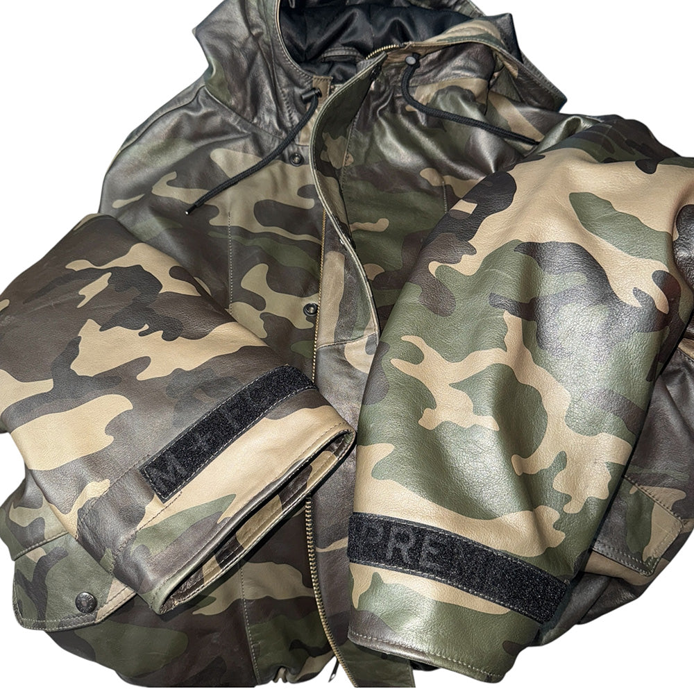 [SUPREME × MARITHE + FRANCOIS GIRBAUD] Supreme Hooded Leather Flight Bomber Jacket "Camo"