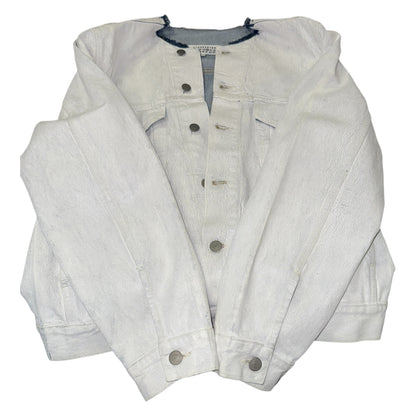 [Maison Margiela] Maison Margiela White Denim Jacket, No Collar, Size 48 (Equivalent to M)
