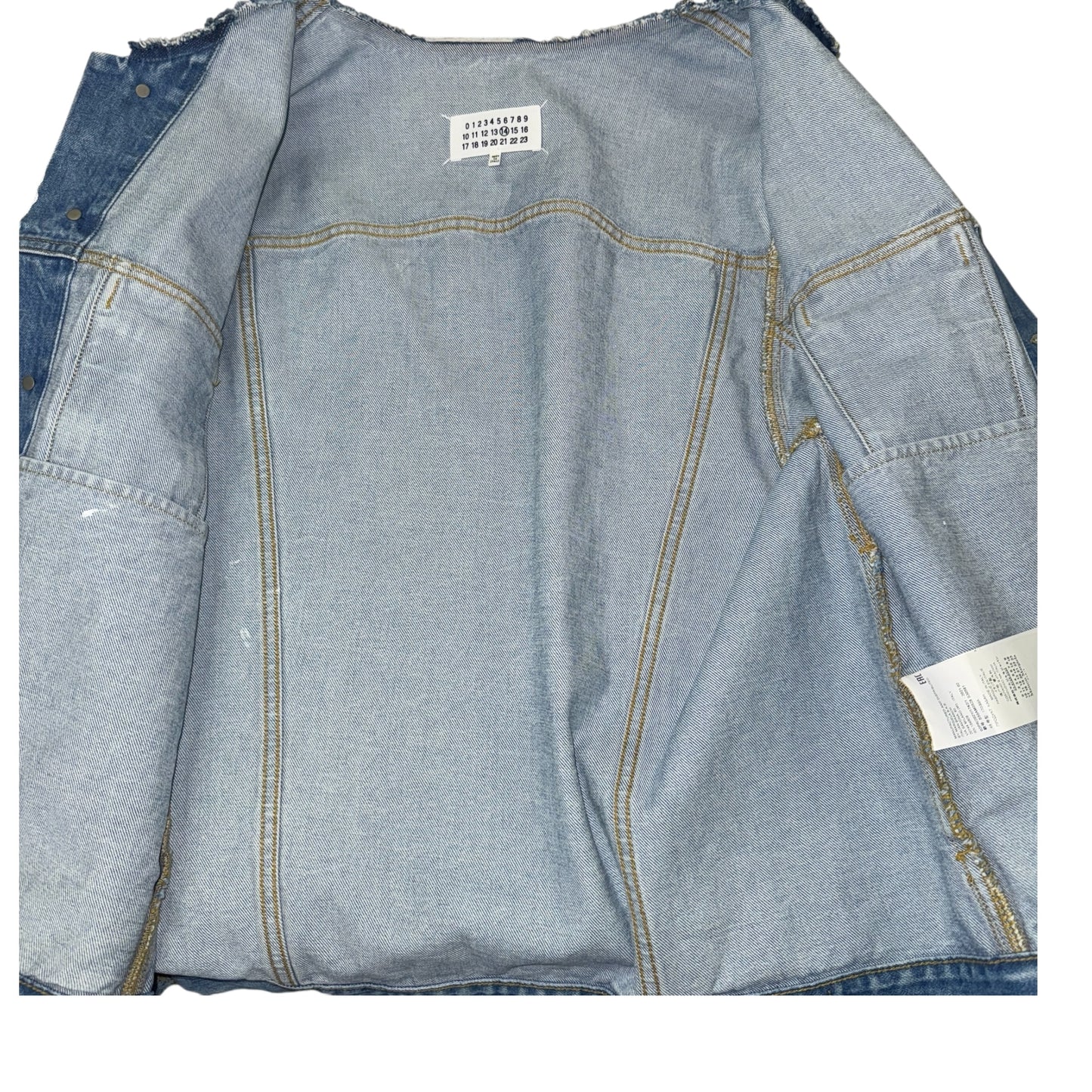 [Maison Margiela] Maison Margiela White Denim Jacket, No Collar, Size 48 (Equivalent to M)