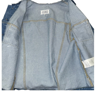[Maison Margiela] Maison Margiela White Denim Jacket, No Collar, Size 48 (Equivalent to M)