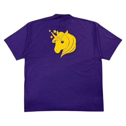 Brand new, unused [VETEMENTS] Vetements "SS24" GLITTER UNICORN T-shirt in MIDNIGHT BLU, size S