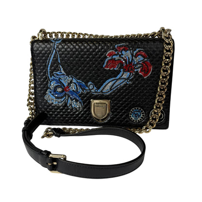 Christian Dior Diorama Leather Chain Shoulder Bag in Black