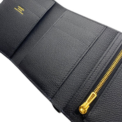 【HERMES】エルメス  三つ折り財布 ベアン コンビネ ブラック/ブルーニュイ/ゴールド金具 エプソン  HERMES 財布 黒