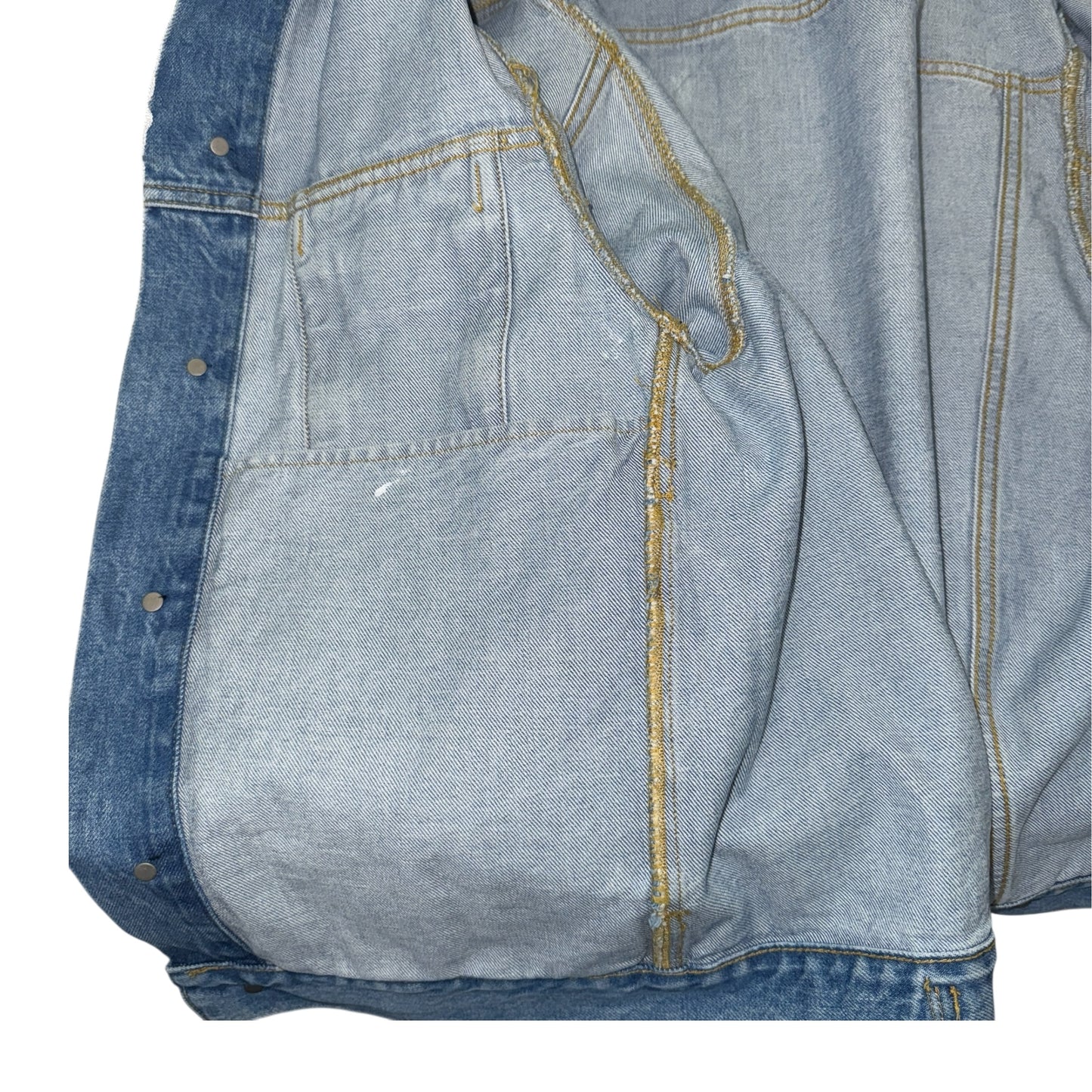 [Maison Margiela] Maison Margiela White Denim Jacket, No Collar, Size 48 (Equivalent to M)