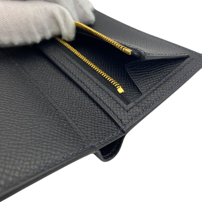 【HERMES】エルメス  三つ折り財布 ベアン コンビネ ブラック/ブルーニュイ/ゴールド金具 エプソン  HERMES 財布 黒