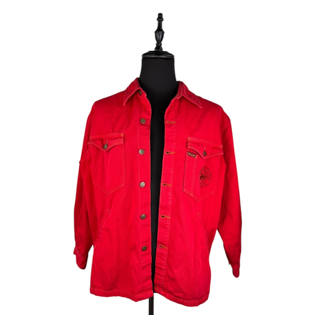 BRONZE AGE Coverall Red 90's USA Made Denim Jacket Size M