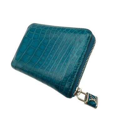 [LOUIS VUITTON] Louis Vuitton Exotic Leather Zippy Coin Purse in Alligator/Crocodile (Green x Silver)