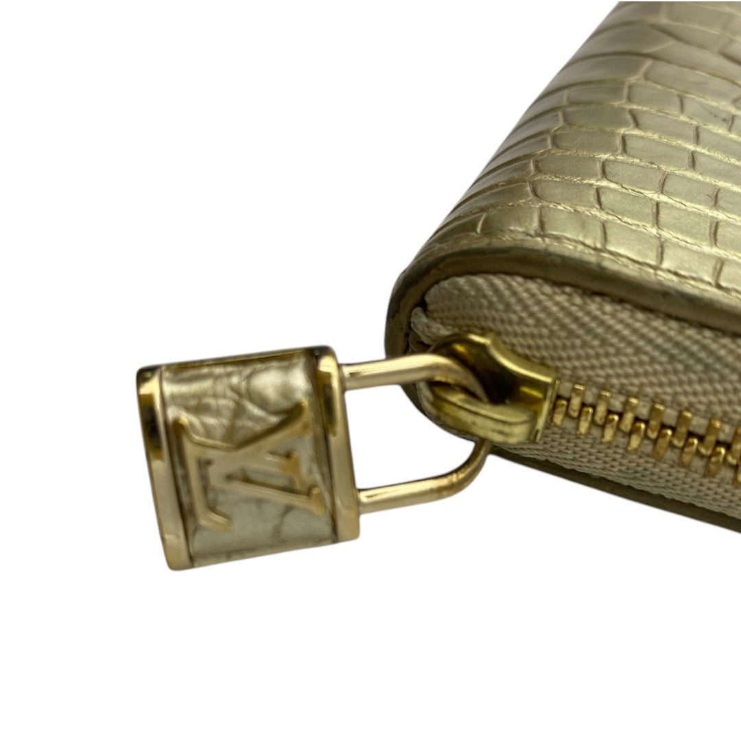 [LOUIS VUITTON] Louis Vuitton Exotic Leather Zippy Coin Purse in Alligator/Crocodile (Gold)
