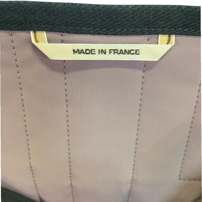 [HERMES] Hermes padded quilted jacket with H-pattern stitching and no collar, gray and pink