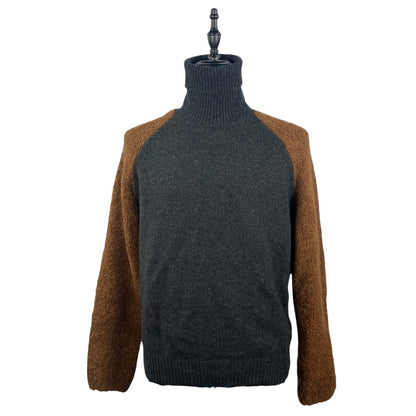 [HERMES] Hermes Two-Tone Turtleneck Sweater / Flannel x Cashmere / EU-L / Made in Italy