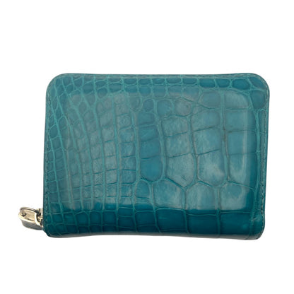 [LOUIS VUITTON] Louis Vuitton Exotic Leather Zippy Coin Purse in Alligator/Crocodile (Green x Silver)