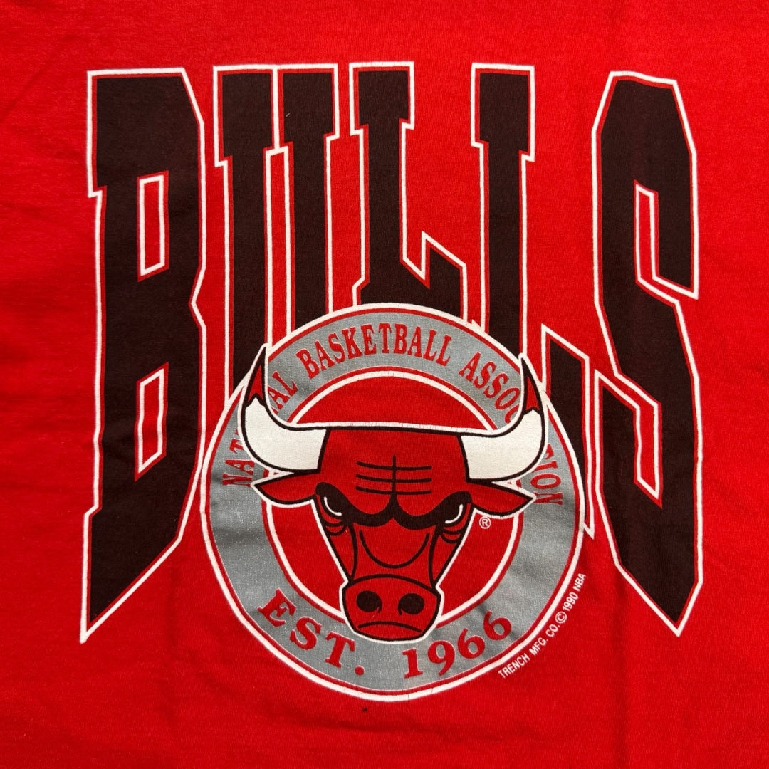 【NBA CHICAGO BULLS】シカゴブルズ 90's Vintage チームロゴTシャツ USA製 TRENCHタグ ◇希少◇ L