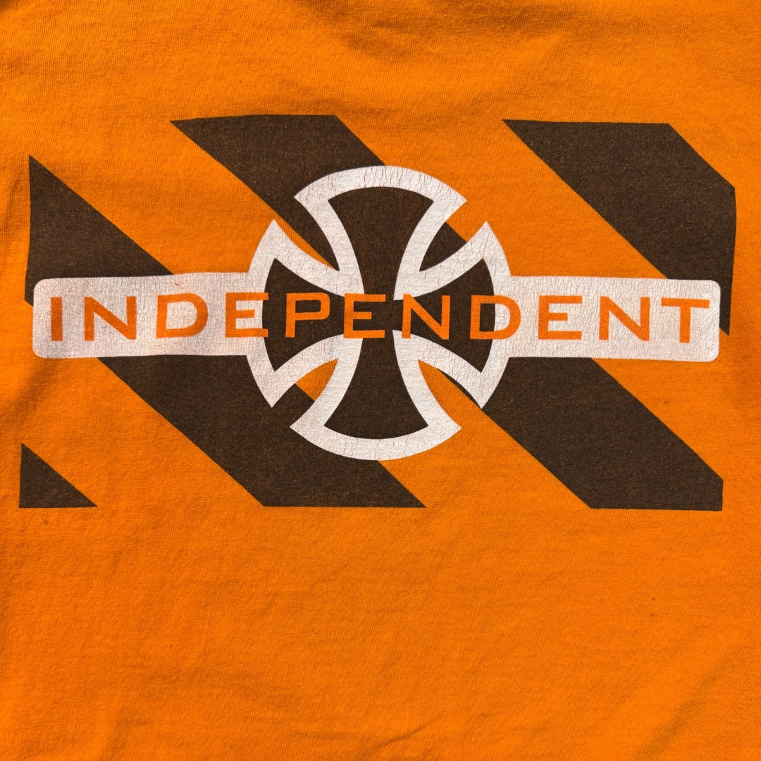 【INDEPENDENT】インディペンデント ロゴプリントTシャツ オレンジ /90s/NHSタグ L相当