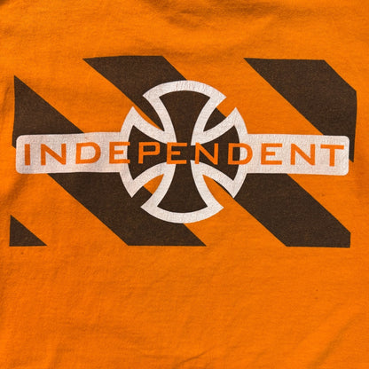 【INDEPENDENT】インディペンデント ロゴプリントTシャツ オレンジ /90s/NHSタグ L相当