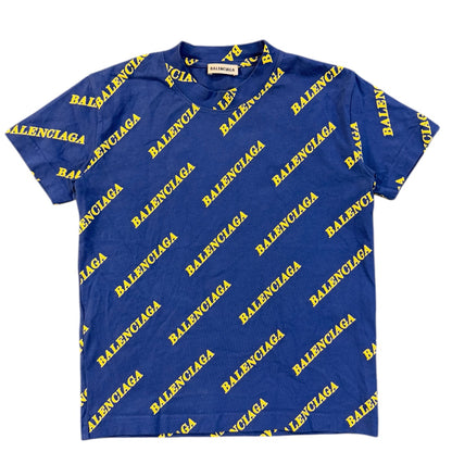 BALENCIAGA 612964 TIV64 All-Over Logo T-Shirt, Size XS