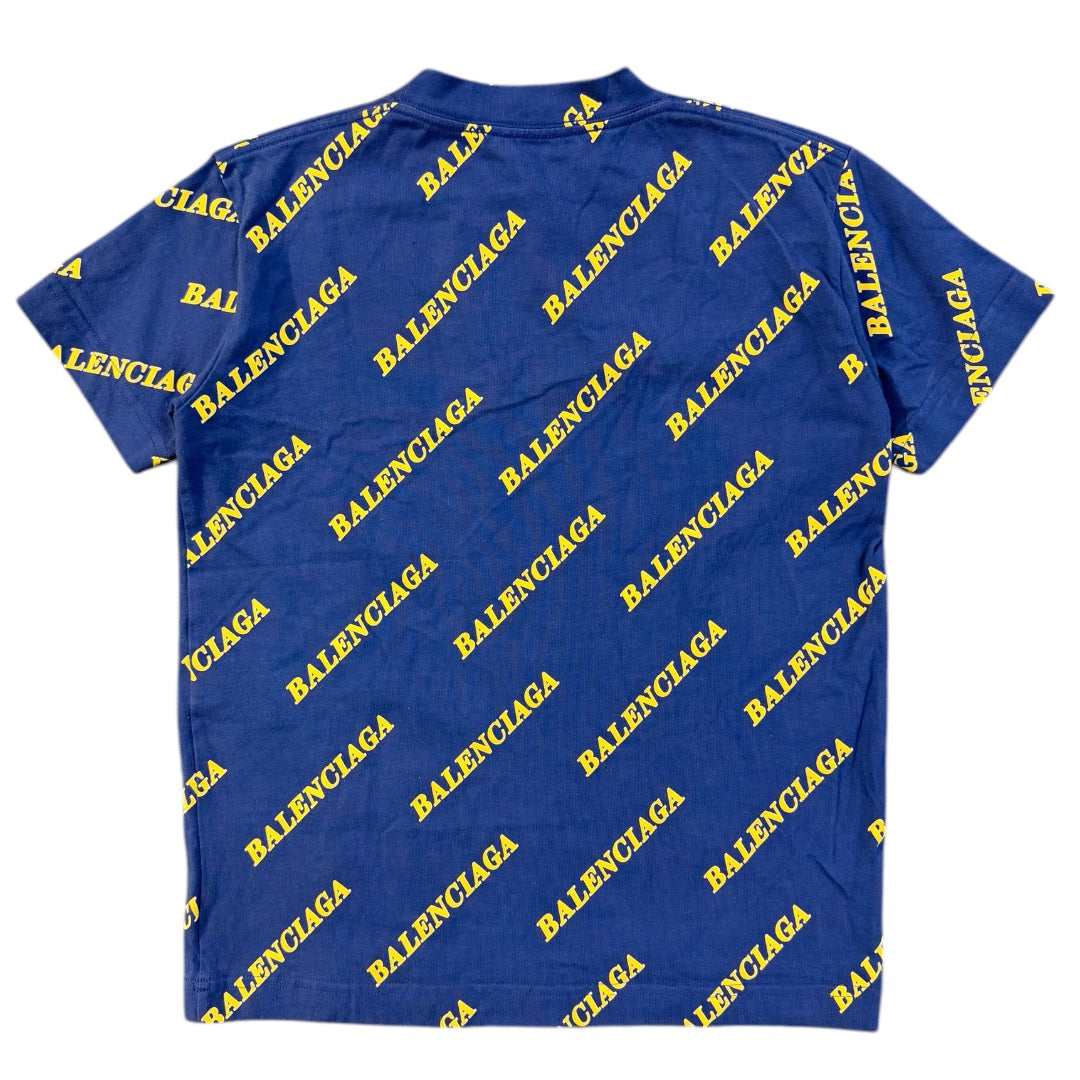 BALENCIAGA 612964 TIV64 All-Over Logo T-Shirt, Size XS