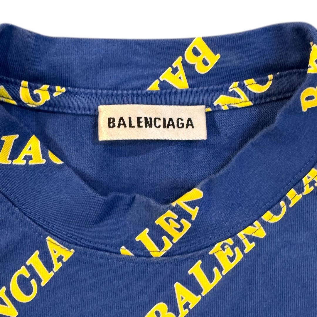 BALENCIAGA 612964 TIV64 All-Over Logo T-Shirt, Size XS