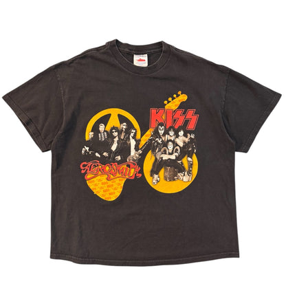 [AERO SMITH &amp; KISS] Aerosmith &amp; Kiss Double Print Tour T-Shirt (Black)/XL