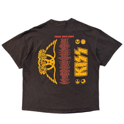 [AERO SMITH &amp; KISS] Aerosmith &amp; Kiss Double Print Tour T-Shirt (Black)/XL