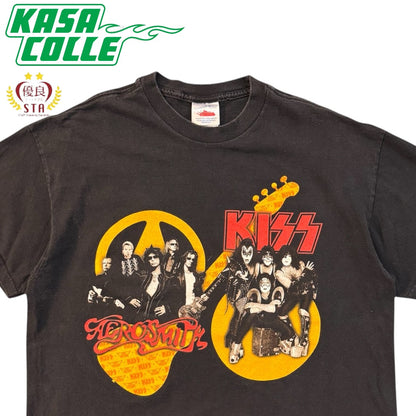 [AERO SMITH &amp; KISS] Aerosmith &amp; Kiss Double Print Tour T-Shirt (Black)/XL