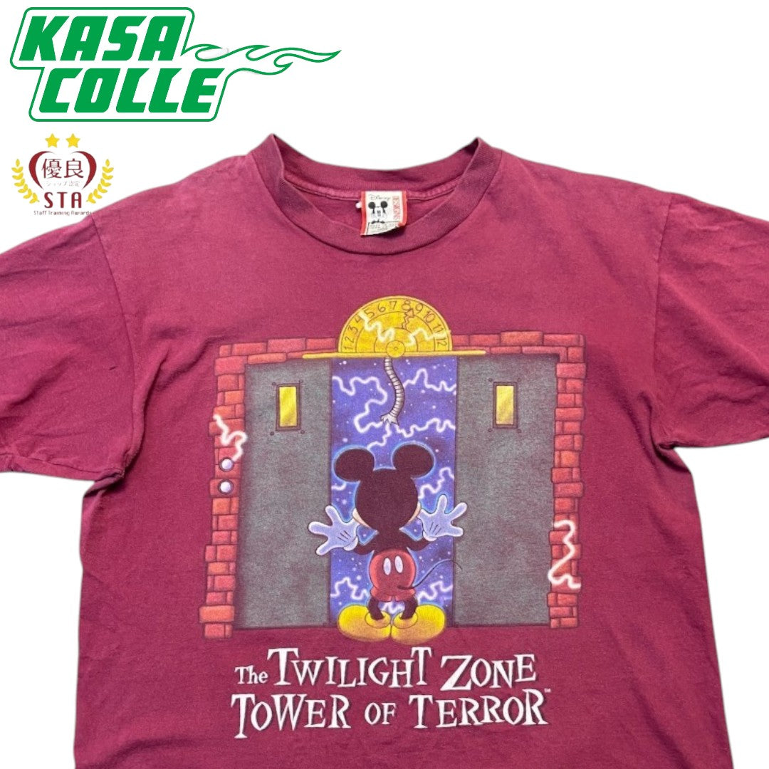 Disney Tower of Terror/Mickey Mouse Twilight Zone Short Sleeve T-Shirt, Wine Red, Size L