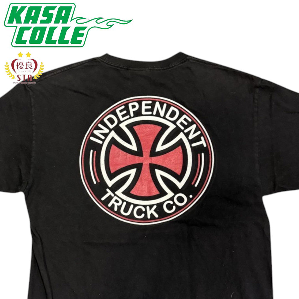【INDEPENDENT】インディペンデント 縦ネームロゴプリントTシャツ ブラック 90’s NHSタグ  L