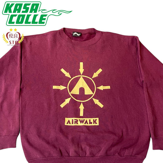 [AIRWALK] Wine Red Fleece-Lined Sweatshirt, Size M, 90s