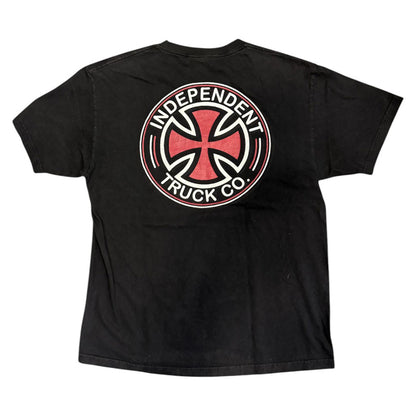 【INDEPENDENT】インディペンデント 縦ネームロゴプリントTシャツ ブラック 90’s NHSタグ  L