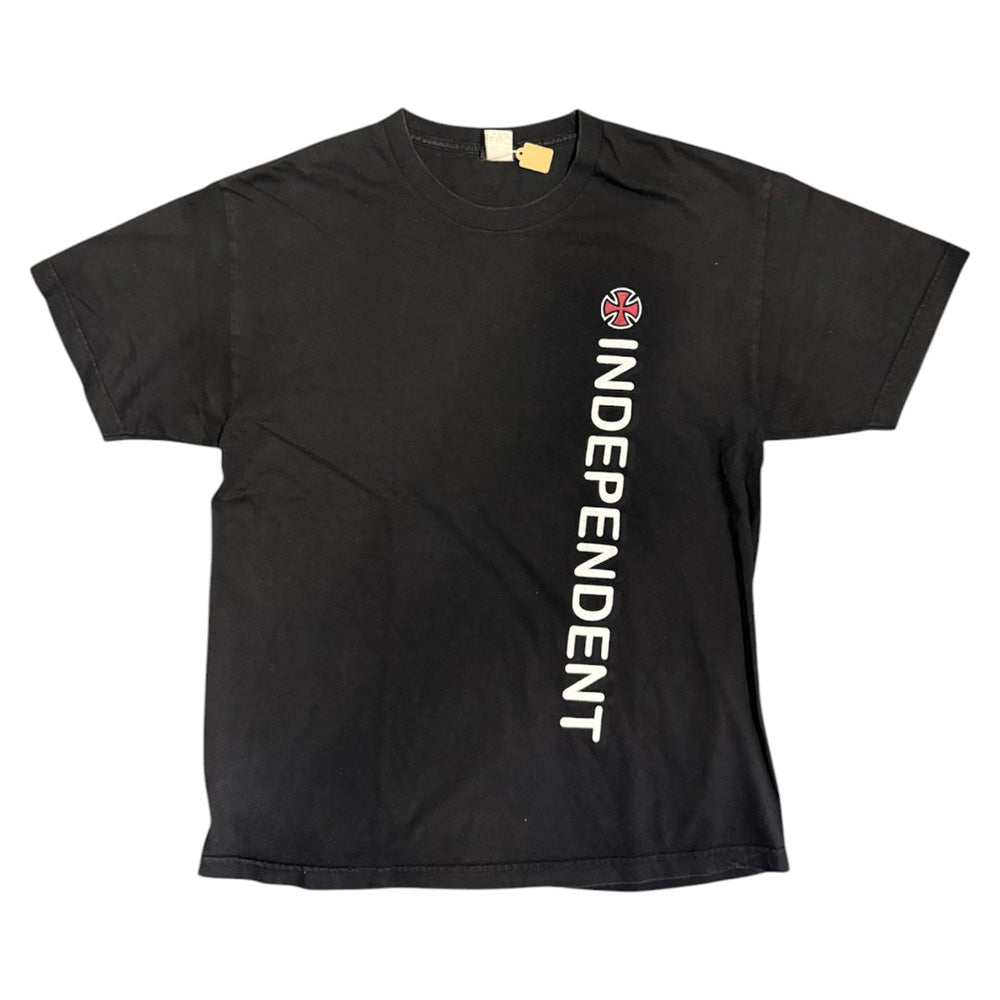 【INDEPENDENT】インディペンデント 縦ネームロゴプリントTシャツ ブラック 90’s NHSタグ  L