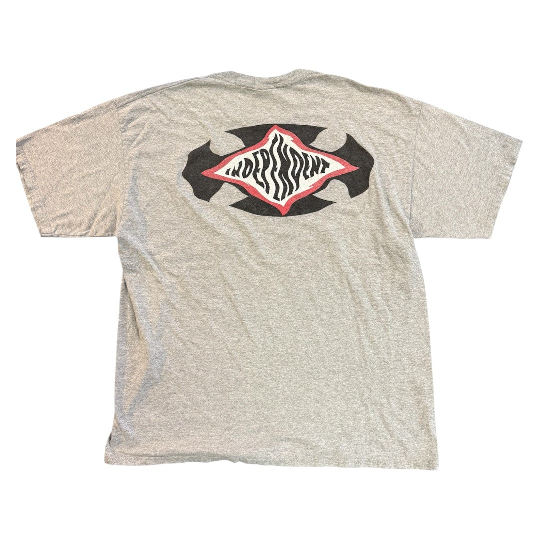 【INDEPENDENT】インディペンデント 変形ロゴプリントTシャツ（グレー）/ 90s / NHSタグ / XL