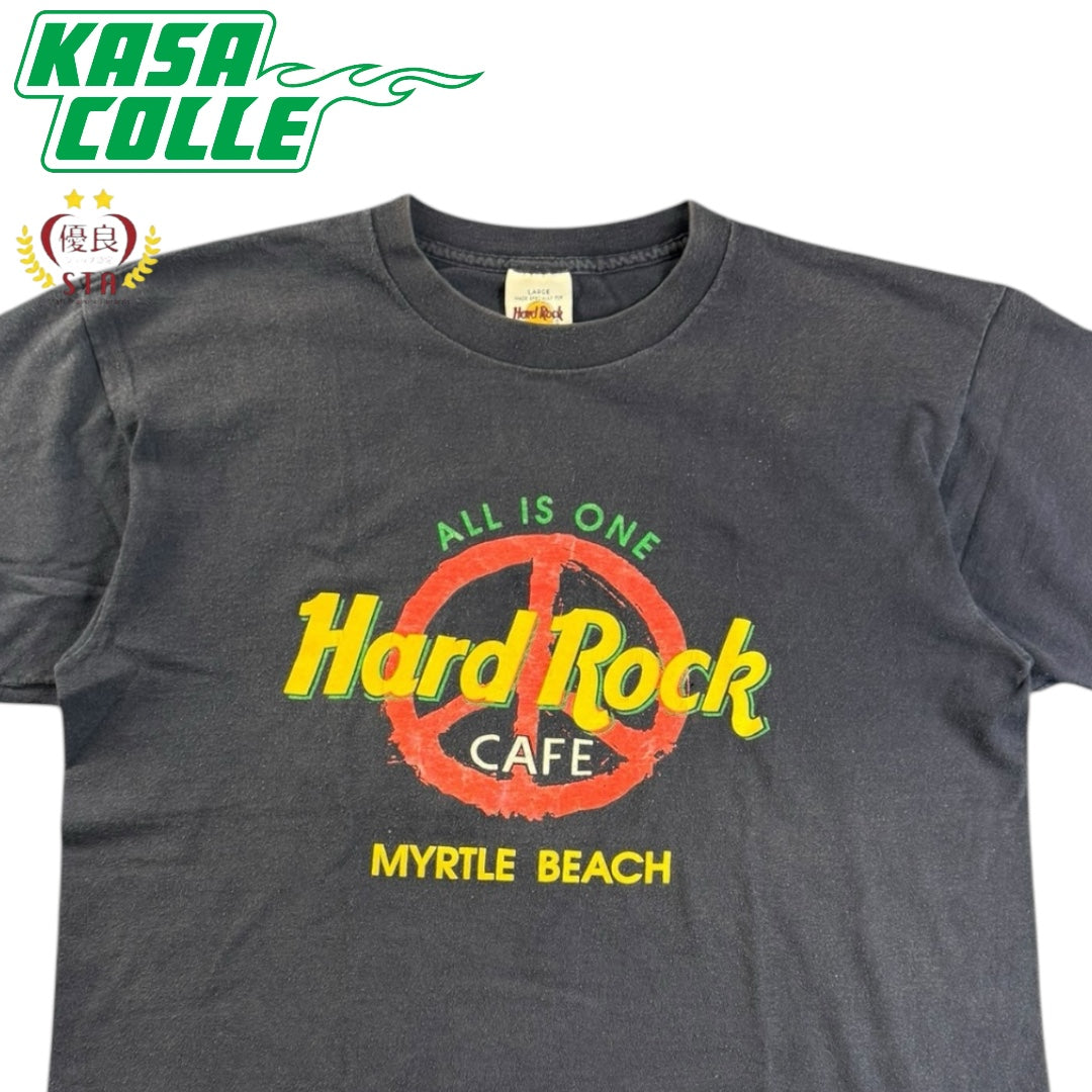 【Hard Rock CAFE】ハードロックカフェ vintage Tシャツ ネイビー made in USA（L）★KJ・NM着用 L