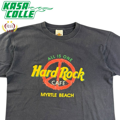 【Hard Rock CAFE】ハードロックカフェ vintage Tシャツ ネイビー made in USA（L）★KJ・NM着用 L
